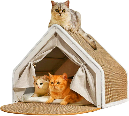 Solid Wood Frame Cat Tent House