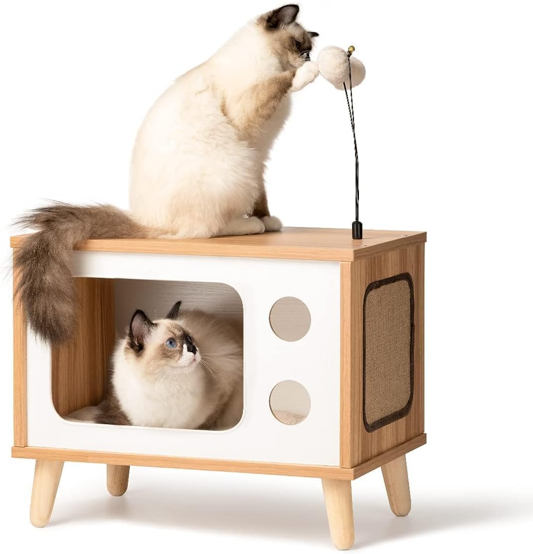 TV-Shaped Wooden Condo Cat House