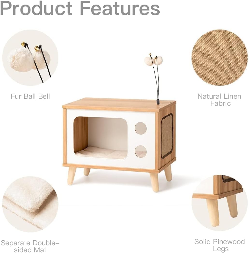 TV-Shaped Wooden Condo Cat House