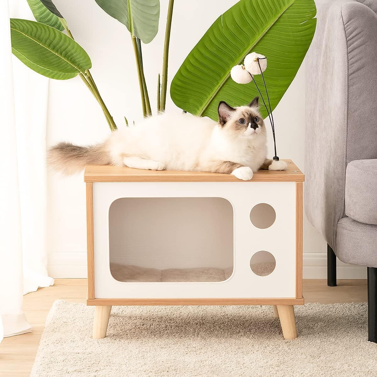 TV-Shaped Wooden Condo Cat House