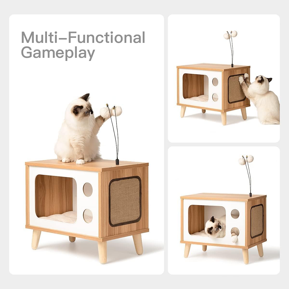 TV-Shaped Wooden Condo Cat House