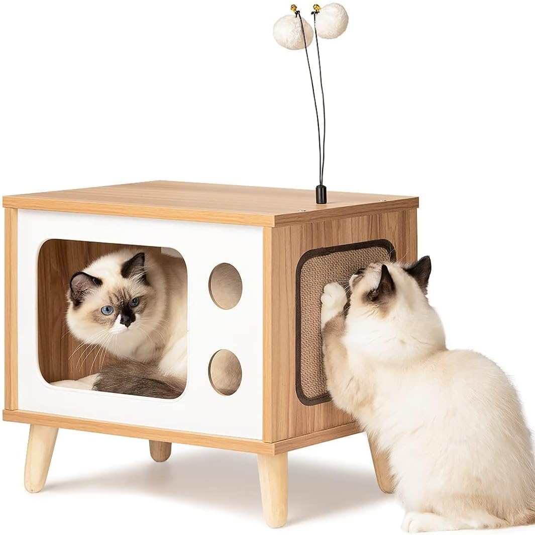 TV-Shaped Wooden Condo Cat House