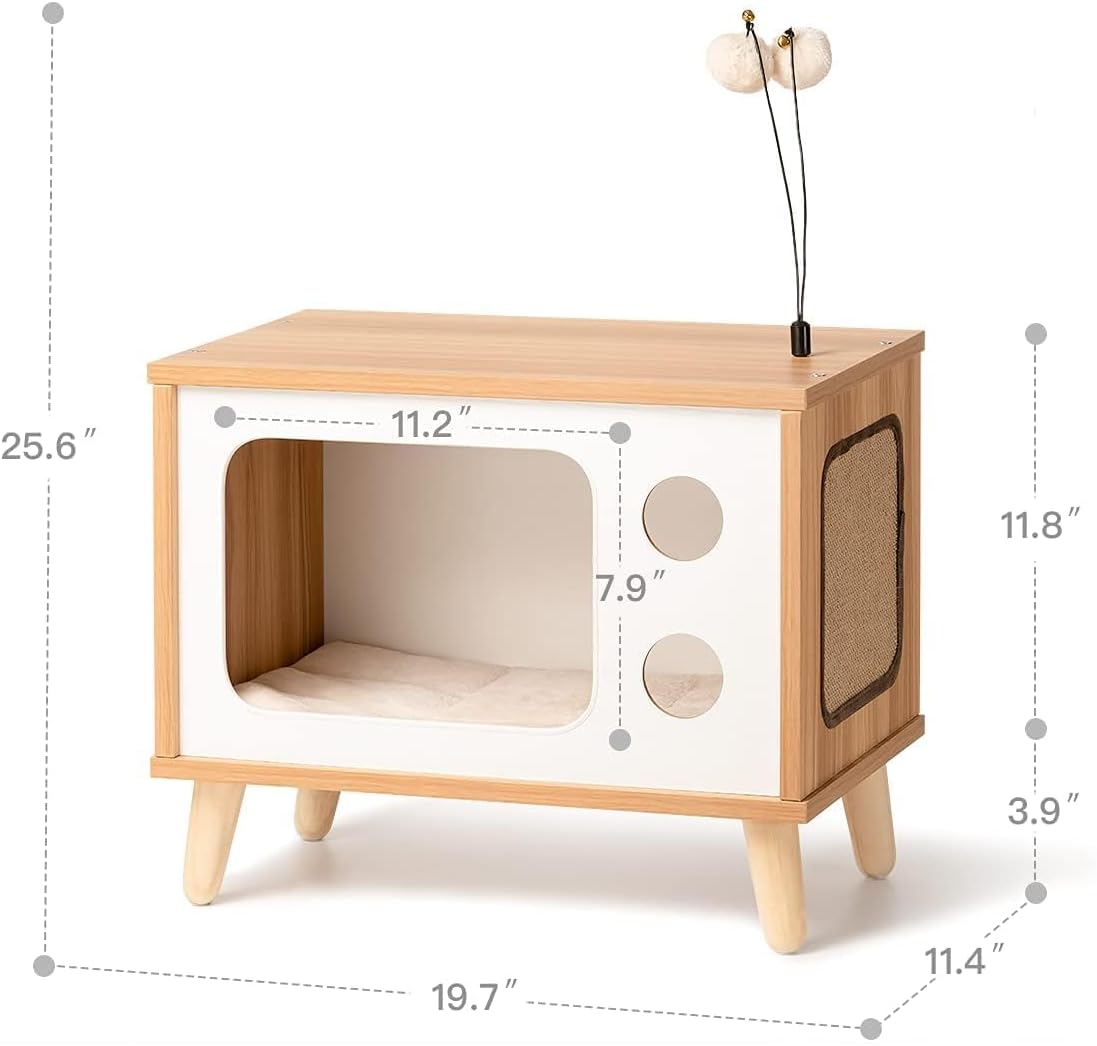 TV-Shaped Wooden Condo Cat House