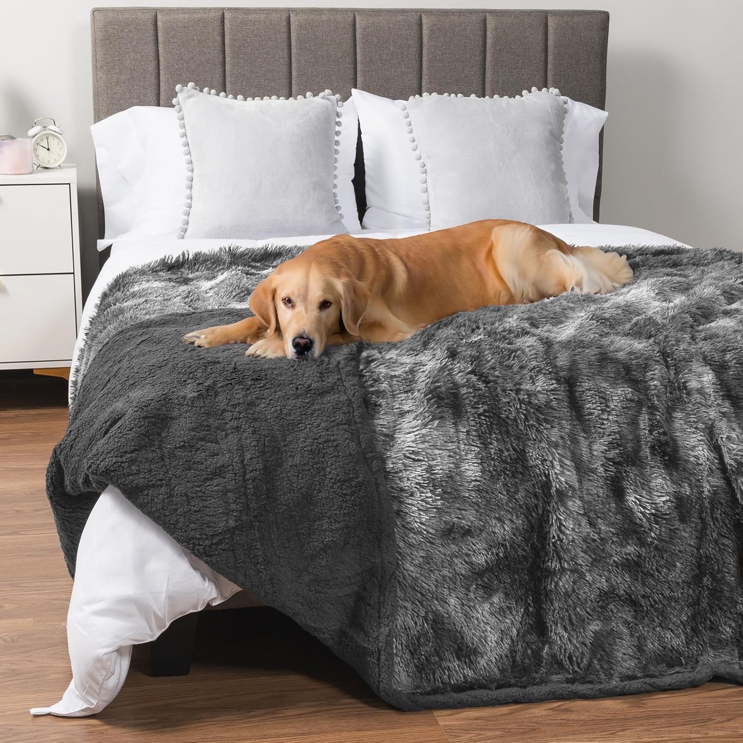 Tie-dye Grey Calming Sherpa Dog Blanket