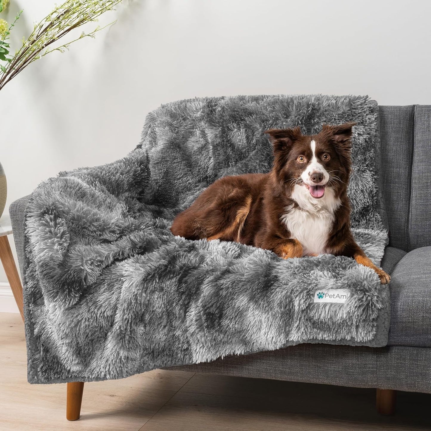Tie-dye Grey Calming Sherpa Dog Blanket
