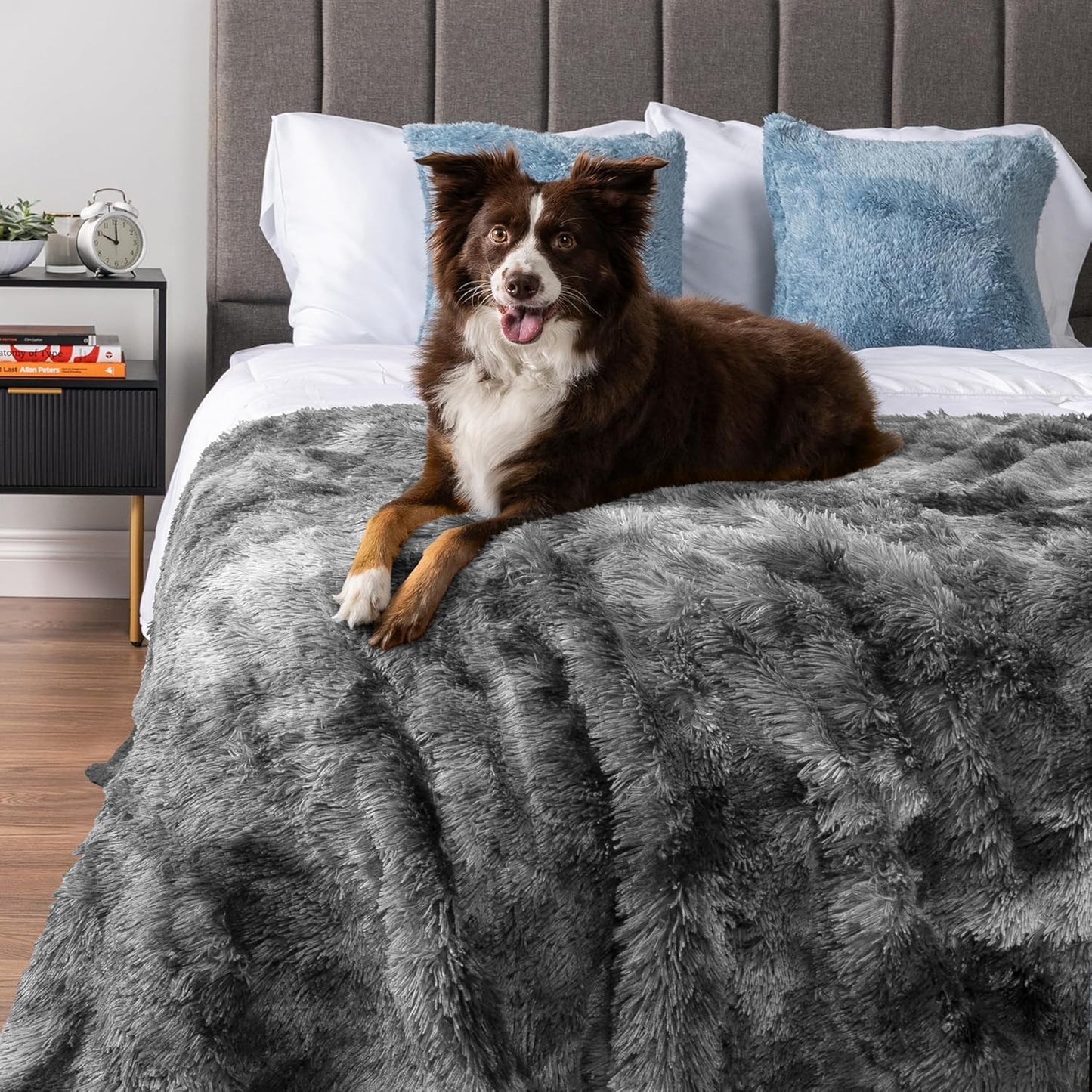 Tie-dye Grey Calming Sherpa Dog Blanket